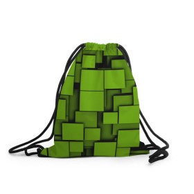 Рюкзак-мешок 3D с принтом Зеленые кубики , 100% полиэстер | плотность ткани — 200 г/м2, размер — 35 х 45 см; лямки — толстые шнурки, застежка на шнуровке, без карманов и подкладки | кубы | текстура