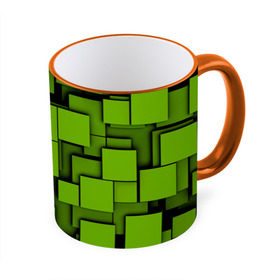 Кружка 3D с принтом Зеленые кубики , керамика | ёмкость 330 мл | кубы | текстура