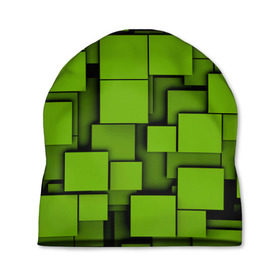 Шапка 3D с принтом Зеленые кубики , 100% полиэстер | универсальный размер, печать по всей поверхности изделия | Тематика изображения на принте: кубы | текстура