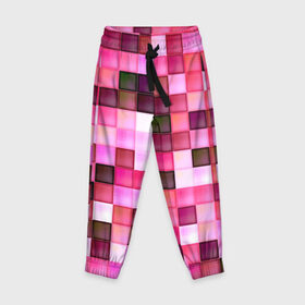 Детские брюки 3D с принтом Квадрат , 100% полиэстер | манжеты по низу, эластичный пояс регулируется шнурком, по бокам два кармана без застежек, внутренняя часть кармана из мелкой сетки | Тематика изображения на принте: мозаика | плитка | розовый