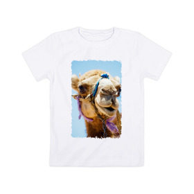 Детская футболка хлопок с принтом Верблюд , 100% хлопок | круглый вырез горловины, полуприлегающий силуэт, длина до линии бедер | верблюд | горб | животное | караван | песок | плевок | пустыня