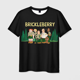 Мужская футболка 3D с принтом Brickleberry , 100% полиэфир | прямой крой, круглый вырез горловины, длина до линии бедер | brickleberry