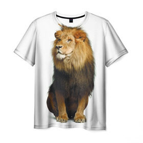 Мужская футболка 3D с принтом Король джунглей , 100% полиэфир | прямой крой, круглый вырез горловины, длина до линии бедер | leo | lion | власть | грива | дикая кошка | животное | зверь | клыки | когти | король джунглей | лев | мощь | мудрость | охотник | сила | хитрость | хищник | царь зверей | шерсть