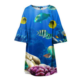 Детское платье 3D с принтом Дайвинг , 100% полиэстер | прямой силуэт, чуть расширенный к низу. Круглая горловина, на рукавах — воланы | дайвинг | египет | каникулы | коралловый риф | крабы | красное море | море | морские обитатели | океан | отдых | отпуск | подводные красоты | приключение | рыбки | рыбы | туризм
