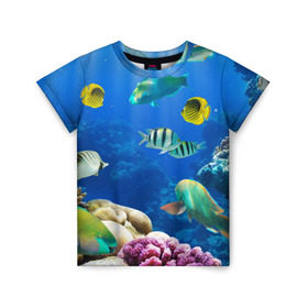Детская футболка 3D с принтом Дайвинг , 100% гипоаллергенный полиэфир | прямой крой, круглый вырез горловины, длина до линии бедер, чуть спущенное плечо, ткань немного тянется | Тематика изображения на принте: дайвинг | египет | каникулы | коралловый риф | крабы | красное море | море | морские обитатели | океан | отдых | отпуск | подводные красоты | приключение | рыбки | рыбы | туризм