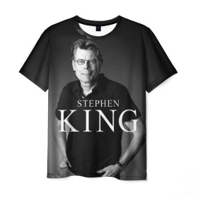 Мужская футболка 3D с принтом Стивен Кинг , 100% полиэфир | прямой крой, круглый вырез горловины, длина до линии бедер | Тематика изображения на принте: stephen king | стивен кинг