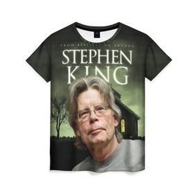 Женская футболка 3D с принтом Стивен Кинг 2 , 100% полиэфир ( синтетическое хлопкоподобное полотно) | прямой крой, круглый вырез горловины, длина до линии бедер | stephen king | стивен кинг