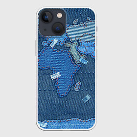 Чехол для iPhone 13 mini с принтом Джинсовый 4 ,  |  | джинсовый | джинсы | карта | мир