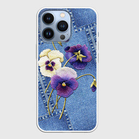 Чехол для iPhone 13 Pro с принтом Джинсовый 6 ,  |  | Тематика изображения на принте: джинсовый | джинсы | цветы