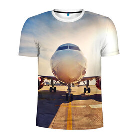 Мужская футболка 3D спортивная с принтом Самолет , 100% полиэстер с улучшенными характеристиками | приталенный силуэт, круглая горловина, широкие плечи, сужается к линии бедра | дорога | летчик | небо | полет | самолет | солнце