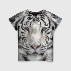 Детская футболка 3D с принтом Бенгальский тигр , 100% гипоаллергенный полиэфир | прямой крой, круглый вырез горловины, длина до линии бедер, чуть спущенное плечо, ткань немного тянется | Тематика изображения на принте: tiger | белый | дикая кошка | тигр | хищник