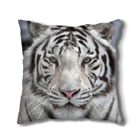 Подушка 3D с принтом Бенгальский тигр , наволочка – 100% полиэстер, наполнитель – холлофайбер (легкий наполнитель, не вызывает аллергию). | состоит из подушки и наволочки. Наволочка на молнии, легко снимается для стирки | tiger | белый | дикая кошка | тигр | хищник
