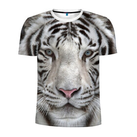 Мужская футболка 3D спортивная с принтом Бенгальский тигр , 100% полиэстер с улучшенными характеристиками | приталенный силуэт, круглая горловина, широкие плечи, сужается к линии бедра | Тематика изображения на принте: tiger | белый | дикая кошка | тигр | хищник