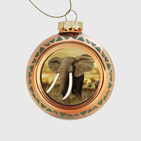 Стеклянный ёлочный шар с принтом Могучий слон , Стекло | Диаметр: 80 мм | Тематика изображения на принте: elephant | африка | бивни | джунгли | мамонт | савана | сафари | слон | хобот