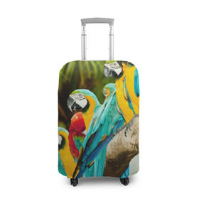 Чехол для чемодана 3D с принтом Попугаи на ветке , 86% полиэфир, 14% спандекс | двустороннее нанесение принта, прорези для ручек и колес | Тематика изображения на принте: джунгли | клюв | острова | перья | попугай | птица | тропики | экзотика