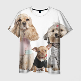 Мужская футболка 3D с принтом Дивные собачки , 100% полиэфир | прямой крой, круглый вырез горловины, длина до линии бедер | весёлый | животное | зверёк | игривый | классный | красивый | лучший друг человека | любимец | милый | охрана | пёс | питомец | прикольный | смешной | собака | собачонка | ум | щенок | щеночек
