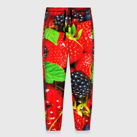 Мужские брюки 3D с принтом Ягоды , 100% полиэстер | манжеты по низу, эластичный пояс регулируется шнурком, по бокам два кармана без застежек, внутренняя часть кармана из мелкой сетки | Тематика изображения на принте: малина | ягода | ягодка | ягодная