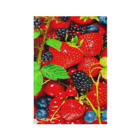 Обложка для паспорта матовая кожа с принтом Ягоды , натуральная матовая кожа | размер 19,3 х 13,7 см; прозрачные пластиковые крепления | малина | ягода | ягодка | ягодная