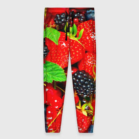 Женские брюки 3D с принтом Ягоды , полиэстер 100% | прямой крой, два кармана без застежек по бокам, с мягкой трикотажной резинкой на поясе и по низу штанин. В поясе для дополнительного комфорта — широкие завязки | малина | ягода | ягодка | ягодная