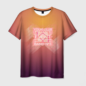 Мужская футболка 3D с принтом Клубная музыка , 100% полиэфир | прямой крой, круглый вырез горловины, длина до линии бедер | band №3 | dj | eveant | белый | жёлтый | клубная музыка | клубняк | оранжевый | цвета | электронная музыка