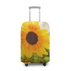 Чехол для чемодана 3D с принтом Подсолнухи , 86% полиэфир, 14% спандекс | двустороннее нанесение принта, прорези для ручек и колес | Тематика изображения на принте: лето | подсолнух | солнце | цветы