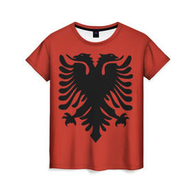 Женская футболка 3D с принтом Сборная Албания , 100% полиэфир ( синтетическое хлопкоподобное полотно) | прямой крой, круглый вырез горловины, длина до линии бедер | футбол