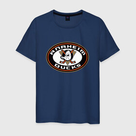 Мужская футболка хлопок с принтом Anaheim Ducks , 100% хлопок | прямой крой, круглый вырез горловины, длина до линии бедер, слегка спущенное плечо. | Тематика изображения на принте: 