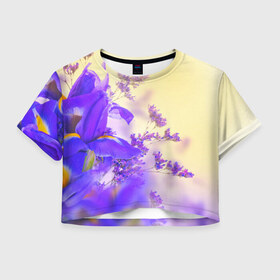 Женская футболка 3D укороченная с принтом Цветы , 100% полиэстер | круглая горловина, длина футболки до линии талии, рукава с отворотами | лепесток | природа | цветок | яркая
