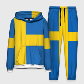Мужской костюм 3D (с толстовкой) с принтом Швеция ,  |  | Тематика изображения на принте: сборная | футбол