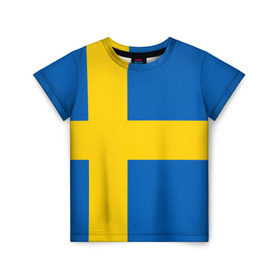 Детская футболка 3D с принтом Швеция , 100% гипоаллергенный полиэфир | прямой крой, круглый вырез горловины, длина до линии бедер, чуть спущенное плечо, ткань немного тянется | Тематика изображения на принте: сборная | футбол