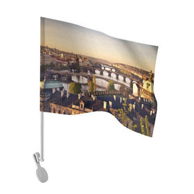 Флаг для автомобиля с принтом Чехия (Прага) , 100% полиэстер | Размер: 30*21 см | czech republic | europe | prague | европа | ес | каникулы | мосты | отпуск | прага | туризм | хоккей | чехия