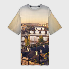 Платье-футболка 3D с принтом Чехия (Прага) ,  |  | czech republic | europe | prague | европа | ес | каникулы | мосты | отпуск | прага | туризм | хоккей | чехия