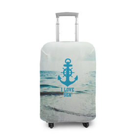 Чехол для чемодана 3D с принтом I love sea , 86% полиэфир, 14% спандекс | двустороннее нанесение принта, прорези для ручек и колес | Тематика изображения на принте: sea | вода | волны | лето | море | океан | солнце | якорь