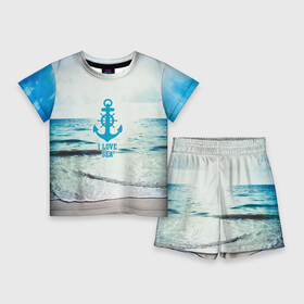 Детский костюм с шортами 3D с принтом I love sea ,  |  | sea | вода | волны | лето | море | океан | солнце | якорь