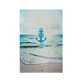 Обложка для паспорта матовая кожа с принтом I love sea , натуральная матовая кожа | размер 19,3 х 13,7 см; прозрачные пластиковые крепления | Тематика изображения на принте: sea | вода | волны | лето | море | океан | солнце | якорь