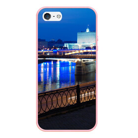 Чехол для iPhone 5/5S матовый с принтом Москва , Силикон | Область печати: задняя сторона чехла, без боковых панелей | moscow | город | ночной | пейзаж