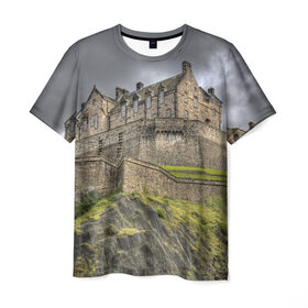 Мужская футболка 3D с принтом Старый замок , 100% полиэфир | прямой крой, круглый вырез горловины, длина до линии бедер | 