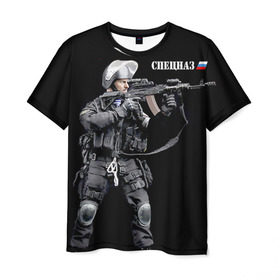 Мужская футболка 3D с принтом Спецназ 13 , 100% полиэфир | прямой крой, круглый вырез горловины, длина до линии бедер | россия | спецназ