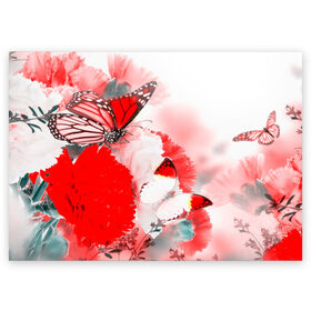 Поздравительная открытка с принтом Цветы , 100% бумага | плотность бумаги 280 г/м2, матовая, на обратной стороне линовка и место для марки
 | бабочка | лепесток | природа | цветок | яркая