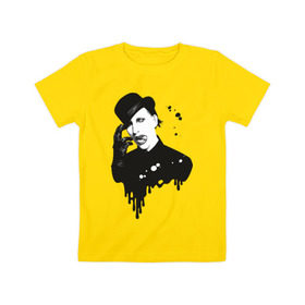 Детская футболка хлопок с принтом Marilyn Manson , 100% хлопок | круглый вырез горловины, полуприлегающий силуэт, длина до линии бедер | manson | marilyn | менсон | мерлин мэнсон | мэнсон