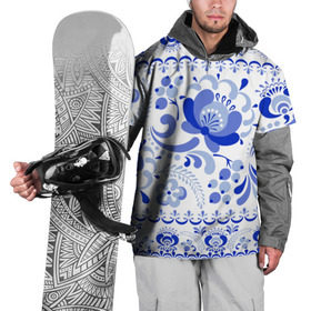 Накидка на куртку 3D с принтом Гжель 2 , 100% полиэстер |  | Тематика изображения на принте: роспись | россия | русь | узор