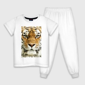 Детская пижама хлопок с принтом Тигр (retro style) , 100% хлопок |  брюки и футболка прямого кроя, без карманов, на брюках мягкая резинка на поясе и по низу штанин
 | tiger | дикая кошка | тигр | хищник
