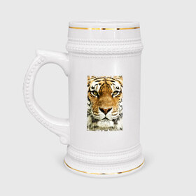 Кружка пивная с принтом Тигр (retro style) ,  керамика (Материал выдерживает высокую температуру, стоит избегать резкого перепада температур) |  объем 630 мл | tiger | дикая кошка | тигр | хищник