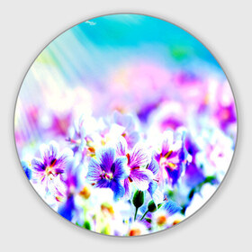 Коврик круглый с принтом Цветочное поле , резина и полиэстер | круглая форма, изображение наносится на всю лицевую часть | весна | лето | цветочки | цветы