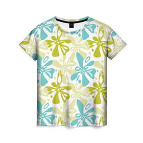 Женская футболка 3D с принтом Гавайская , 100% полиэфир ( синтетическое хлопкоподобное полотно) | прямой крой, круглый вырез горловины, длина до линии бедер | Тематика изображения на принте: гавайи | растительный орнамент | рубашка