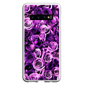 Чехол для Samsung Galaxy S10 с принтом Цветочки , Силикон | Область печати: задняя сторона чехла, без боковых панелей | Тематика изображения на принте: роза | сиреневый | фиолетовый | цветы