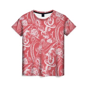 Женская футболка 3D с принтом Гавайская 1 , 100% полиэфир ( синтетическое хлопкоподобное полотно) | прямой крой, круглый вырез горловины, длина до линии бедер | гавайи | растительный орнамент | рубашка