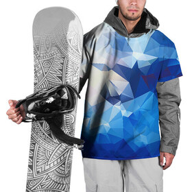 Накидка на куртку 3D с принтом Абстракция , 100% полиэстер |  | полигоны | синий | треугольники