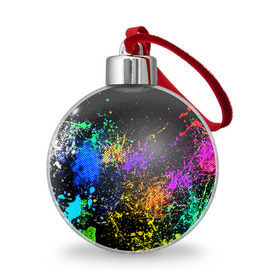 Ёлочный шар с принтом Брызги красок , Пластик | Диаметр: 77 мм | Тематика изображения на принте: кляксы | цветной | яркий