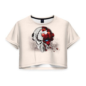 Женская футболка 3D укороченная с принтом Пиратская станция 5 , 100% полиэстер | круглая горловина, длина футболки до линии талии, рукава с отворотами | Тематика изображения на принте: and | dnb | drumm | pirate | station | бэйс | драм | пиратская | станция